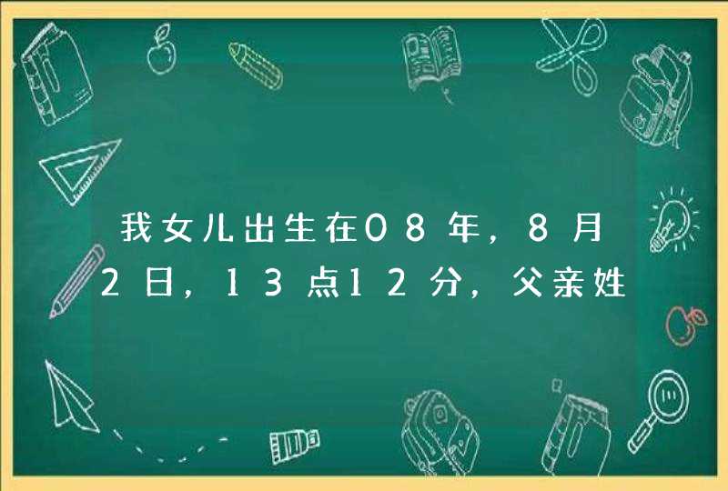 我女儿出生在08年，8月2日，13点12分，父亲姓丁，母亲姓马，想给孩子起3个字的名字?